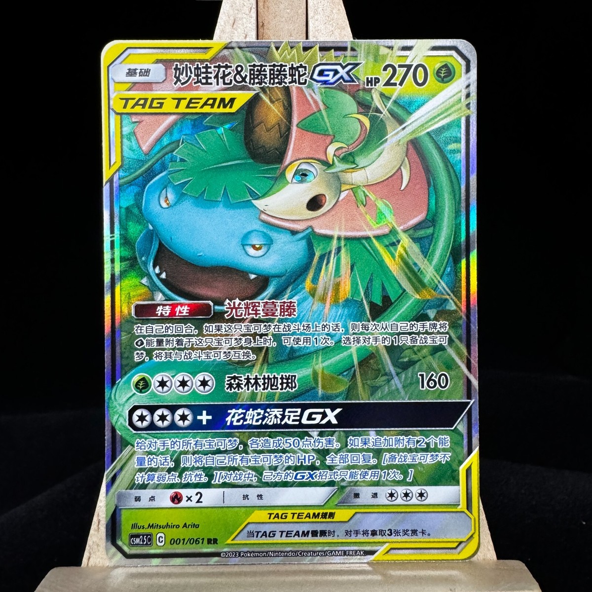 Pokemon S-Chinese Card Sun&Moon CSM2.5C-001 Venusaur & Snivy-GX RR