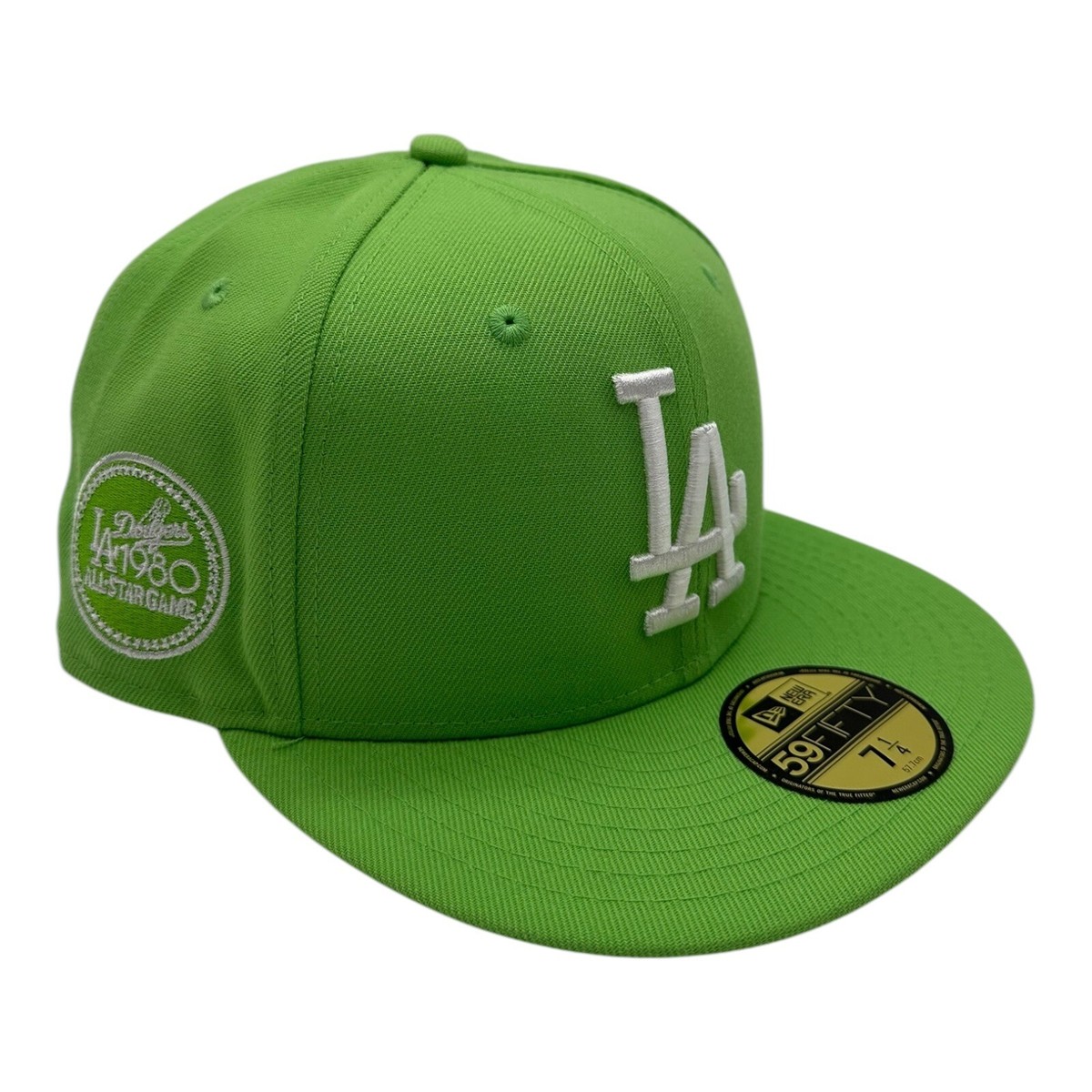 New Era 59Fifty Los Angeles Dodgers Hat Cap 7 1/4 Lime Green 1980