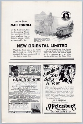 1925 Great Northern Railway Vintage Ad New Oriental Limited Train Fort Union