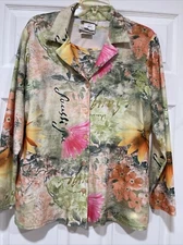 Linda Lundstrom 2pcs Jacket & Knit Floral Multicolor SZ M Ladies