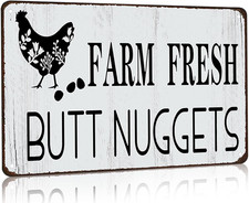 Funny Chicken Gifts Chicken Farm Fresh Butt Nuggets Tin Sign for Home Farm Chick