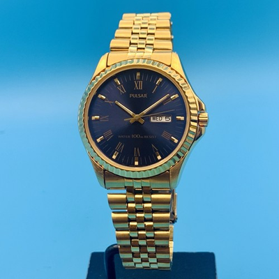 #ad PULSAR By SEIKO V733 0A00 Men’s Vintage Wristwatch Day Date Working New Battery $109.99