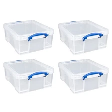 Really Useful Box 17L Storage Container with Lid and Clip Lock Handles, (4 Pack)