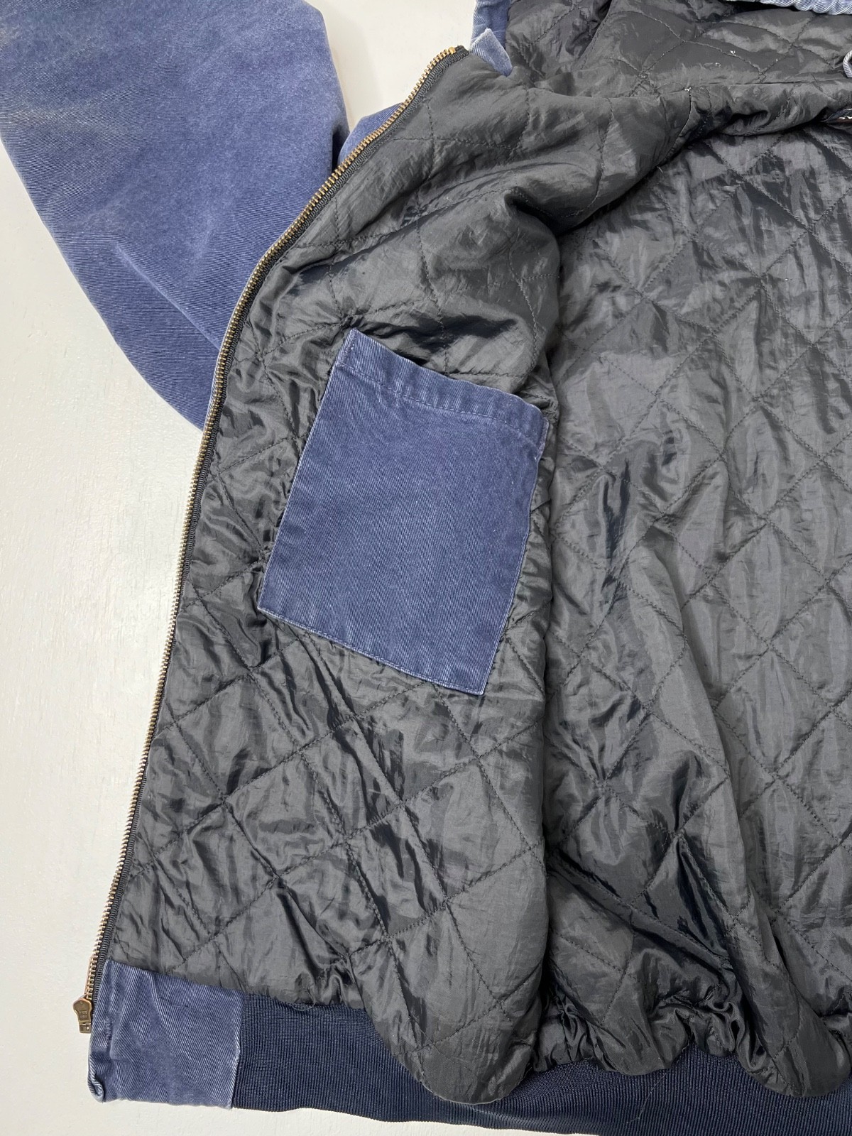 Swingster Vintage Freightliner Jacket Blue Denim Hooded USA Workwear Men's XL