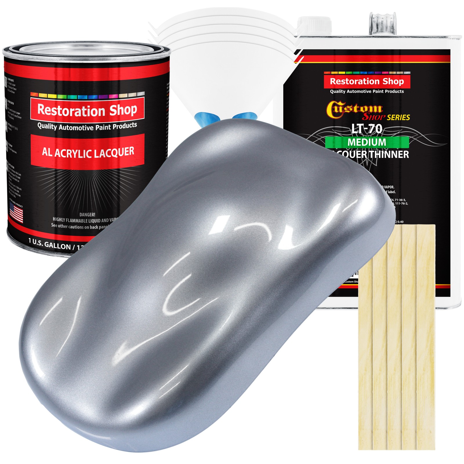 Cool Gray Metallic Acrylic Lacquer Gallon Auto Paint Kit with Medium Thinner