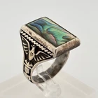Vintage Bell Trading Post Sterling Silver 925 Abalone Signet Ring Size 12 Eagle