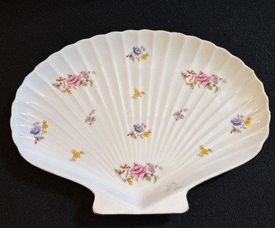 Vintage Yamasen Japan Porcelain Shell Shaped Floral Serving Dish