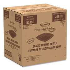 Dart B24SB PresentaBowls Pro 24 oz. Plastic Black Square Bowls (4/Carton) New