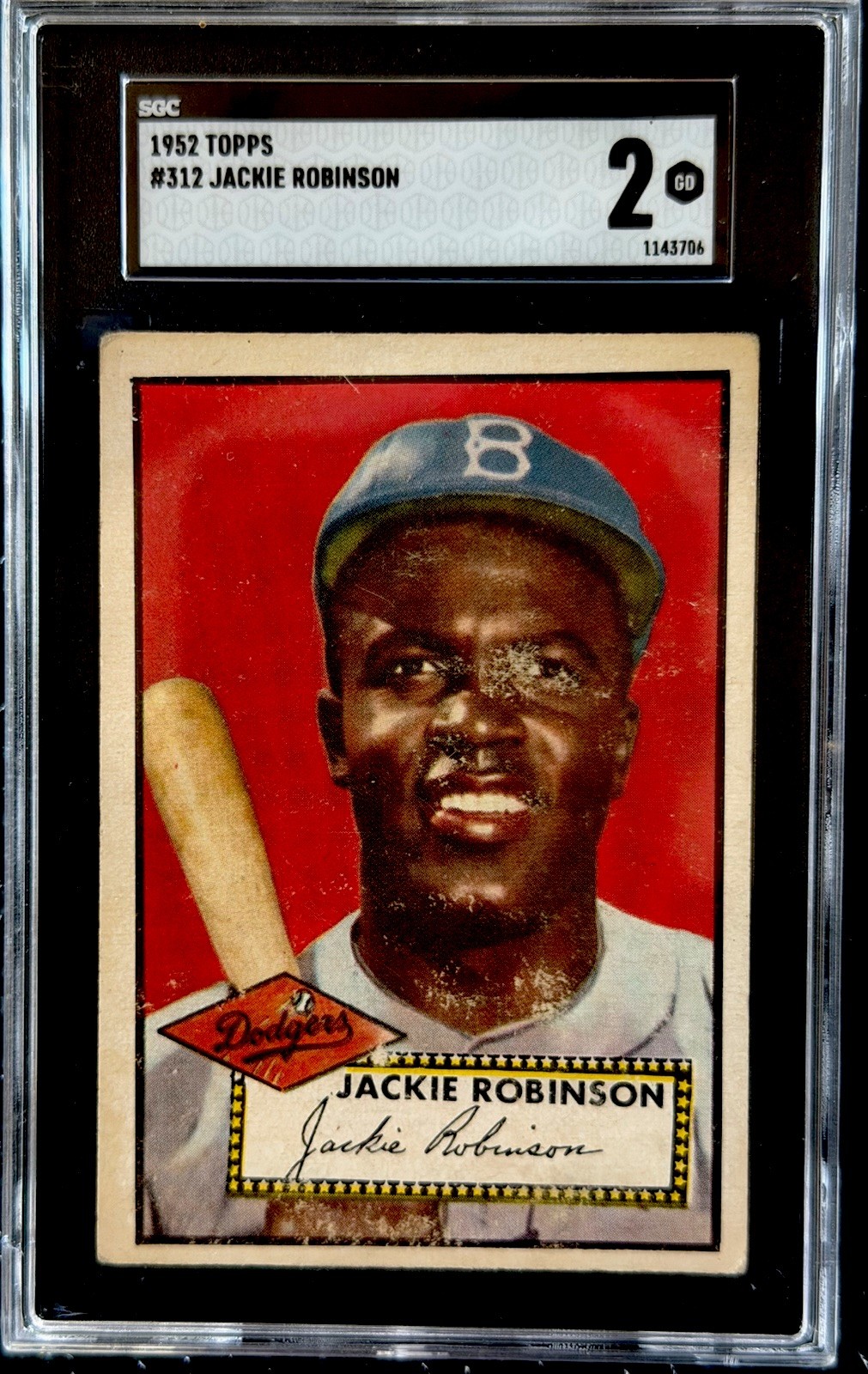 1952 TOPPS #312 JACKIE ROBINSON SGC 2