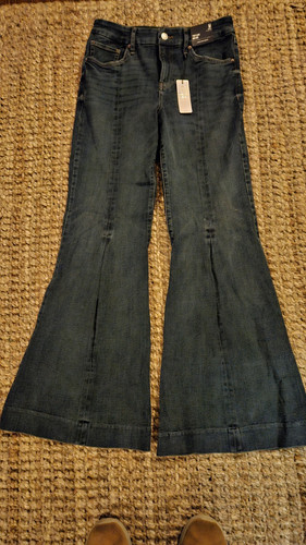 Express 70s flare mid rise jeans Medium Short BNWT DARK BLUE