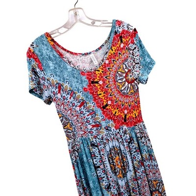 Viishow Womens Mandala Print Maxi Dress Boho Festival Resortwear Small