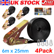 Zinc Ratchet Straps 6m x 25mm Tie Down Heavy Duty Cargo Car Rack Lashing Straps