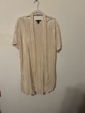 Forever 21 Women's Beige T-Shirt Dress Round Neck Pleated Keyhole Back M