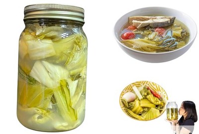 1 lb (453 gram) Jar Traditional Sour Pickled Mustard Greens, Vietnamese Style