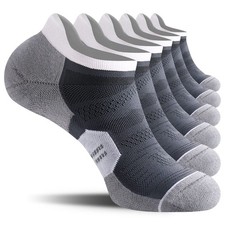 6-Pack Men's Running Ankle Socks with Cushion Low Cut Athletic Tab Socks