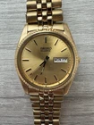 Vintage Seiko 7N43-8111 Gold Tone Presidential Day-Date Quartz Watch