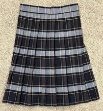 French Toast School Uniform Girls Below The Knee Plaid Pleated Blue Gold Sz 7