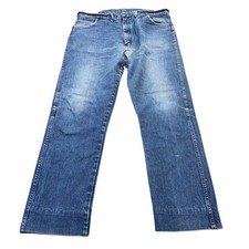 Wrangler Jeans Men 36x29 Cowboy Cut Blue Cotton Made in USA Vintage Faded 13MWZ