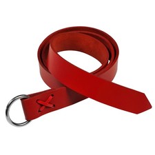 Leather Belt Medieval O Ring Buckle Renaissance Knight SCA Costume Red 40 Inch