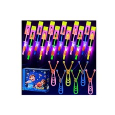 24 Sets LED Flying Set, 24 Slingshot 24 Glow Helicopter-48 Pcs, Flying Toy Ou...