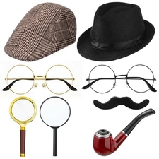 8 Pcs Detective Costume Accessories for Adults Detective Hat Kit Outfit