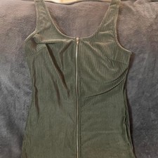 Urban Outfitters Green Ribbed Zip-Front Bodycon Dress