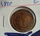 1870 Indian Head Penny Cent VG