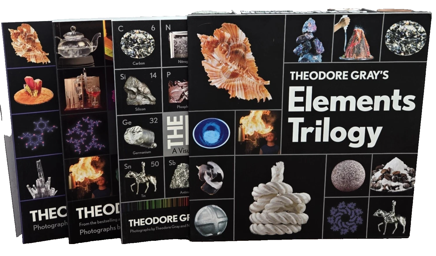 Theodore Gray's Elements Trilogy 3 Book Box Set NEW Elements Reactions Molecules