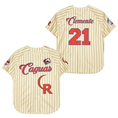 Men Criollos Caguas #21 Roberto Clemente Baseball Jersey Puerto Rico Jerseys ...