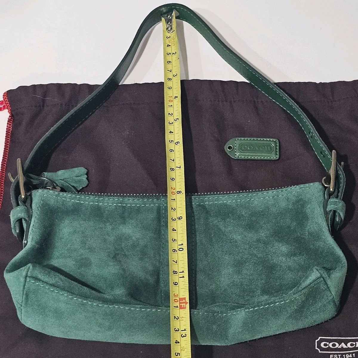 Vintage Coach 7470 Hamptons Soft Suede Emerald Green Demi Bag | eBay