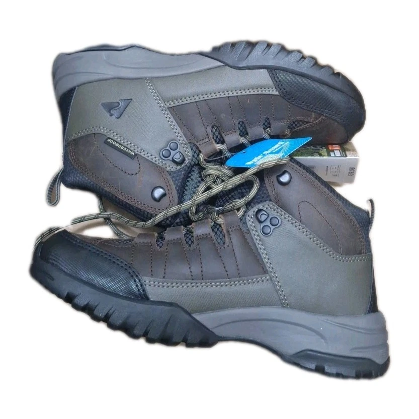 NEW Ozark Trail Men's Hikers Waterproof Brown Leather Boots - MEADOWS Size 7