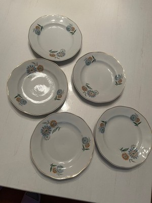 5 Kuchenteller Marke JRJS Klausenburg mit Goldrand