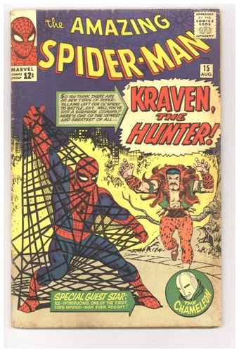 Amazing Spider-Man 15 (VG+) Ditko 1st KRAVEN THE HUNTER 1964 Marvel Comics i620
