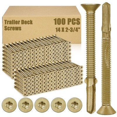 100 Pcs #14 x 2-3/4'' Trailer Deck Screws Self Tapping Sheet Metal Screws Star...