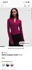 Lululemon Define Cropped Jacket Nulu Raspberry Rave Size 4 NWT 128