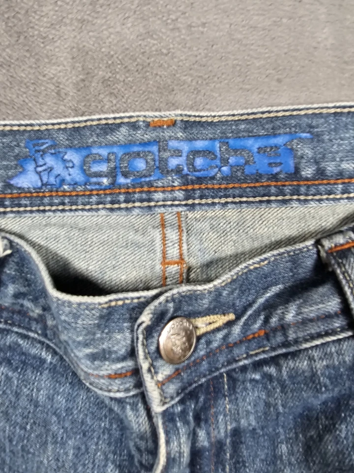 Gotcha Jeans Men 34x32 Blue Straight Leg Denim Zip Pockets 💯 Cotton Y2K VTG - Image 4 of 4