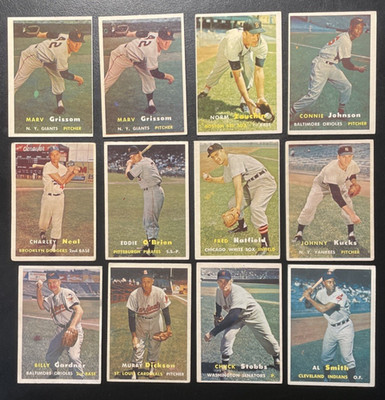 Lot of 12 1957 Topps Different Color Blobs Variations Print Errors /x