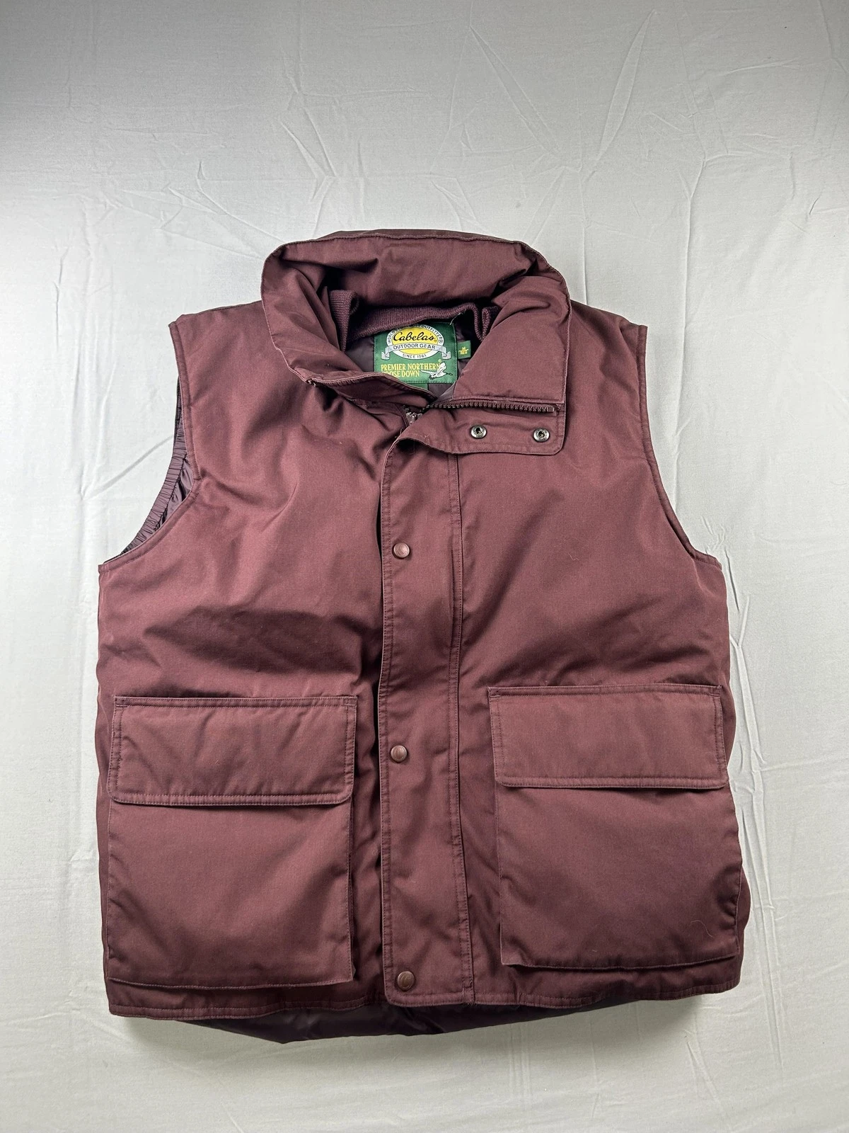 Cabelas Puffer Vest Mens Medium Red Premier Northern Goose Down Insulated