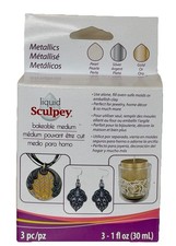 Sculpey Liquid Polymer Clay Metallics 3/Pack Pearl, Silver, Gold 3 x 30ml