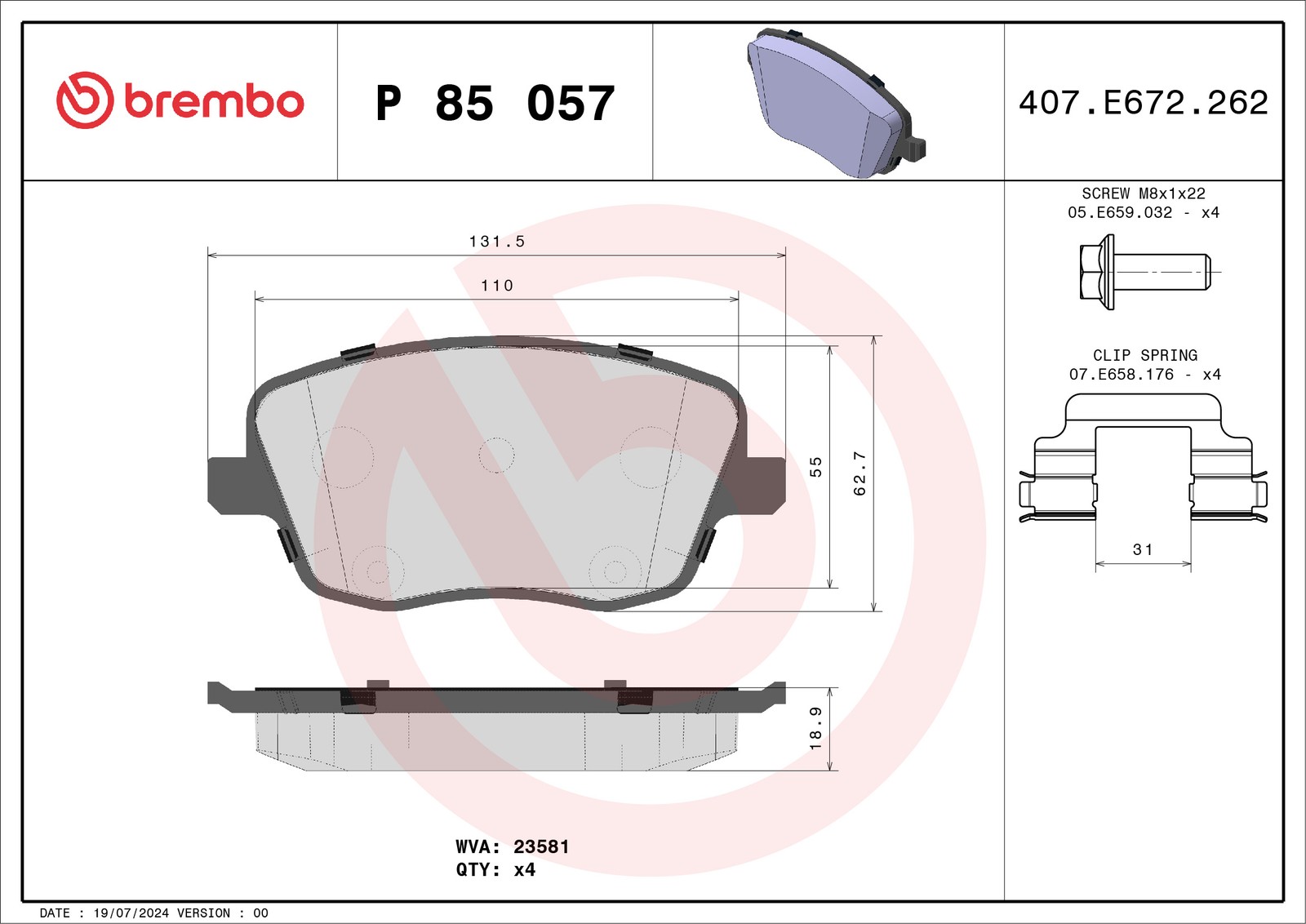 Für BREMBO P 85 057 Brake Pad Set, disc brake P 85 057 Brake pads set front , f - Bild 10