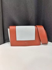 Authentic Celine Frame Two Tone Brown White Calfskin Crossbody Shoulder Bag
