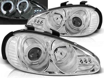 Headlights for Mazda Mx3 1991-1994 1995 1996 1997 1998 VR-1348 Angel Eyes Chrome
