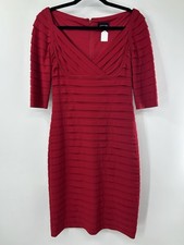 Adrianna Papell Women’s Dress Tiered Bandage Sheath Red Zip Up Size 8 Excellent