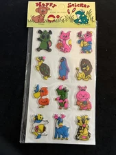 NEW Vintage 80’s ANIMAL Puffy Happy Sticker Sheet -
