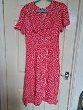 Beautiful Soft Red Animal Print Tu Ladies Dress 16 VGC Very Flattering Fit