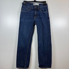 Levis 505 Regular Jeans Dark Wash Denim Boys 16 Slim Actual 26x26 Straight Leg