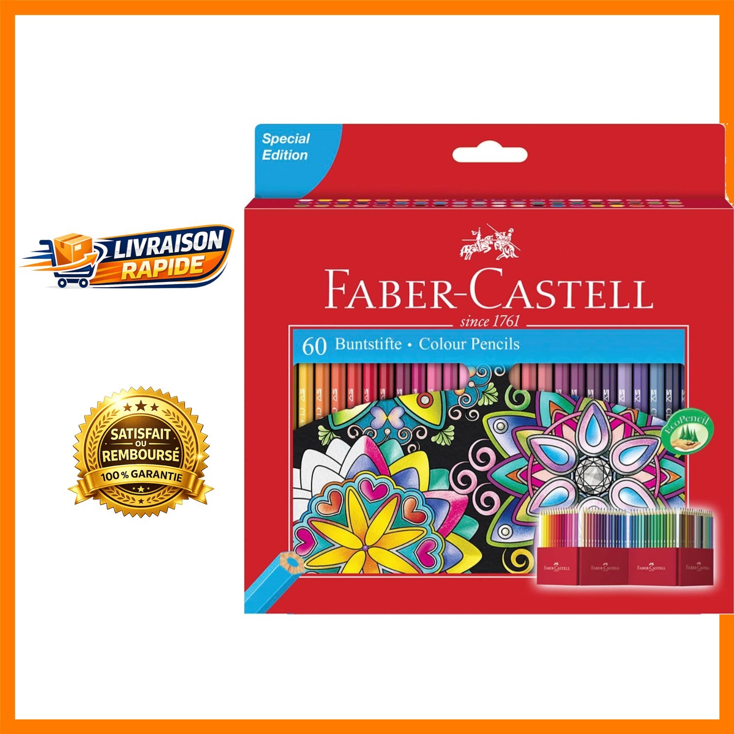 Crayons de couleur Faber-Castell 111260 mines incassables pour dessin artistique