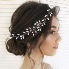 Bridal Hair Vine with Silver Pearls Wedding Rhinestone Hairpiece