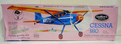 GUILLOW'S #601 CESSNA 180 BALSA WOOD FLYING MODEL PLANE NEW IN DAMAGED BOX
