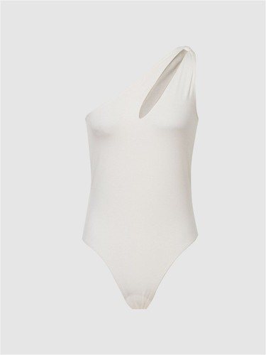REISS Adrienne One Shoulder Asymmetric Jersey Bodysuit Cream Size M (10-12) BNWT - Picture 6 of 6